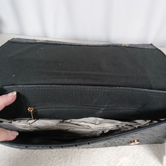 LE MIEL Vegan Leather Adjustable Crossbody Clutch Purse Dark Gray NEW - Picture 6 of 16